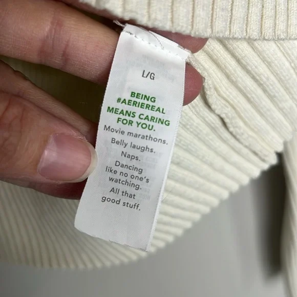 Aerie Ribbed Button Front Long Sleeve Collared Crop Top size Large - Picture 8 of 12